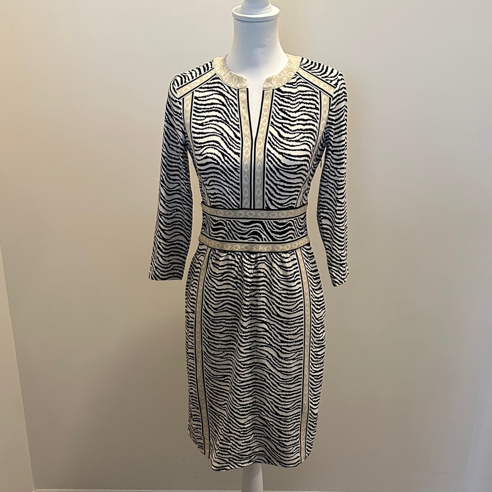 Chic Zebra Print Long Sleeve Dress